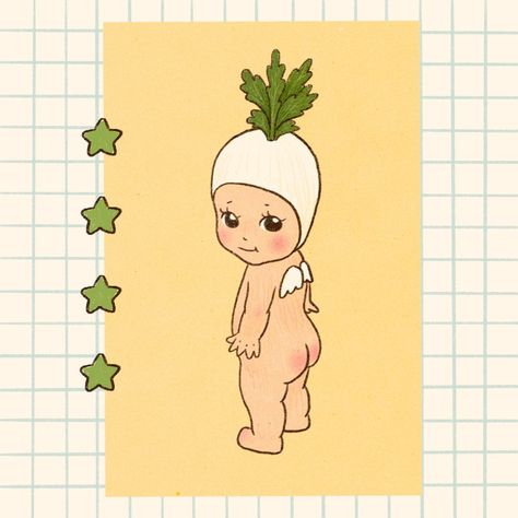 I have a ridiculous amount of Sonny Angels but this lil Japanese radish dude is the only double I’ve ever gotten, so I thought he deserved… | Instagram Cute Drawings Japanese, Angel Cute Drawing, Sonny Angel Sketch, Sonny Angel Print, Sonny Angel Painting, Sonny Angel Poster, Sonny Angel Illustration, Sonny Angel Art, Japanese Character Art