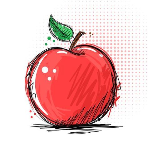 Apple Sketch, Sewing Machine Drawing, Apple Template, Fruit Logo Design, Apple Illustration, Fruit Logo, Fruits Drawing, Food Sketch, Apple Art