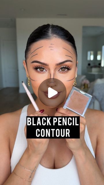 Christen Dominique on Instagram: "BLACK pencil contour 😱🙂‍↔️ no way this worked out this perfect 🖤

Ib: @minaamouse016 

Makeup used
Natural Black Brow Fram Pencil @dominiquecosmetics 
Medium Tan Silktone Cream Bronzer #dominiquecosmetics 

#contourhack #makeuphacks #makeup #contour #makeuptutorial" Christen Dominique Makeup, Contour Hacks, Christen Dominique, Face Contouring Makeup, Makeup Contour, Black Brows, Cream Bronzer, Makeup Lessons, Mascara Tips