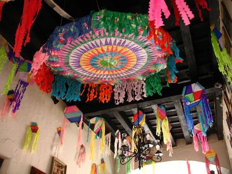 colorful kites | Colorful Guatemalan Kite Decorations | AntiguaDailyPhoto.Com Guatemalan Party Decorations, Kids Stage Design, Kite Decoration, Kite Party, Diy Kite, Spanish Activities, Hispanic Heritage, Indian Wedding Decorations, Here Comes The Bride