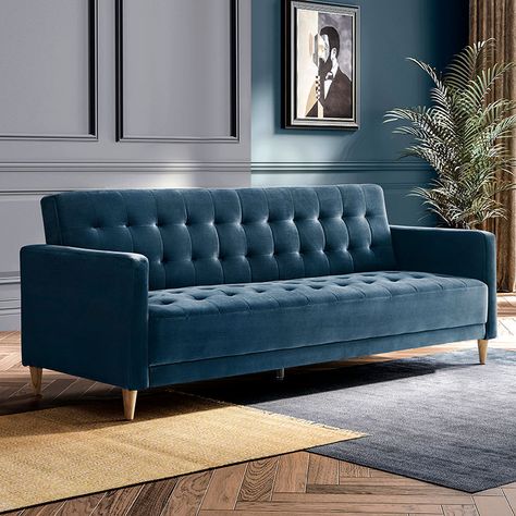 Blue And Orange Living Room, Luxury Velvet Sofa, Sofa Bed Dimensions, Sofa Come Bed, Velvet Sofa Set, Sofa Bed Blue, Bed Foldable, Wooden Couch, Single Seat Sofa