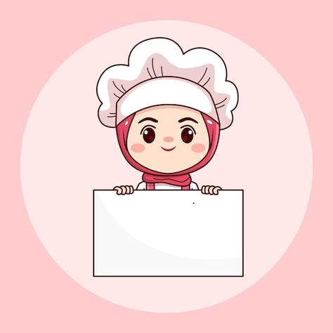 Logo Sticker Makanan, Logo Dapur Design, Template Logo Makanan, Branding Design Logo Food, Cute Logos Design, Snack Logo Design Ideas, Logo For Food Business, Female Chef Logo, Kawaii Hijab