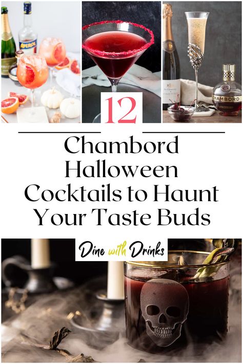 Collage of 4 chambord halloween cocktails. Cocktails With Chambord, Drinks With Bacardi Rum, Alcoholic Drinks Rum, Movie Drinks, Bacardi Drinks, Chambord Cocktails, Easy Halloween Cocktails, Grenadine Cocktail, Rum Mixed Drinks