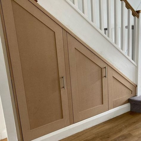 John Hooton Carpentry on Instagram: "Understair cupboards are proving to be a popular addition at the moment #understairs #understairstorage #mdfcupboard #staircupboard #hallway #hallwaytransformation #cupboardstorage #cupboardorganisation #storagesolutions #storagesolution #stairtransformation #carpentryuk #carpentry" Understairs Cupboard Door, Understair Cupboards, Understairs Cupboard Ideas, Under Stairs Storage Cupboard, Under Stairs Cupboard Storage, Understairs Cupboard, Stairs Office, Diy Cupboard, Hallway Colour Schemes