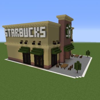 Minecraft Starbucks Building, Starbucks In Minecraft, Minecraft Target Store, Grocery Store Minecraft Ideas, Minecraft Supermarket Ideas, Mall In Minecraft, Minecraft City Blueprints, Minecraft Building Ideas For A Town, Minecraft Cars Design