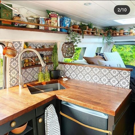 Bohemian Camper, Van Painting, Camper Van Kitchen, Van Kitchen, Best Campervan, Camper Interior Design, Tiny House Camper, Van Conversion Interior, Diy Camper Remodel