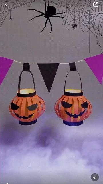 Paper Pumpkin Lantern, Halloween Paper Lanterns Diy, Diy Halloween Lantern, Pumpkin Lantern Craft, Heloween Decoration Diy, Paper Halloween Decorations Diy, Halloween Lantern Craft, Lantern Art And Craft, Diy Halloween Paper Crafts