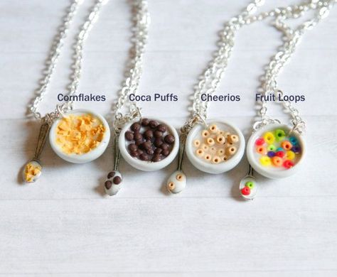 Polymer Clay Charms Food, Minis Food, Bowls Necklaces, Polymer Clay Food Miniatures, Cereal Bowls, Cheerios Fruit, Miniature Food, Polymer Clay Miniatures ... Crea Fimo, Polymer Clay Food, Cocoa Puffs, Miniature Food Jewelry, Fruit Loops, Cute Polymer Clay, Polymer Clay Miniatures, Food Jewelry, Clay Food