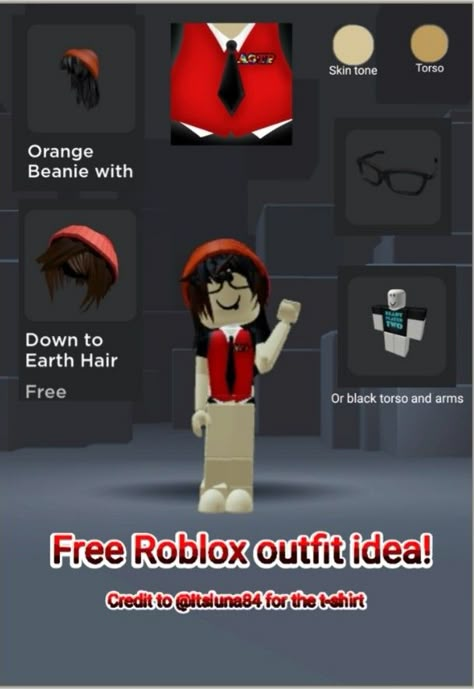 🌹Credit to : @Itsluna84 for the t-shirt🌹 Free Roblox Avatar Ideas 0 Robux Avatar, Roblox T Shirt Ideas, Free Roblox Outfits, Roblox Books, Gacha Life Sleep Outfits, Roblox T Shirt, Free Avatars, Roblox Image Ids, Free T Shirt Design