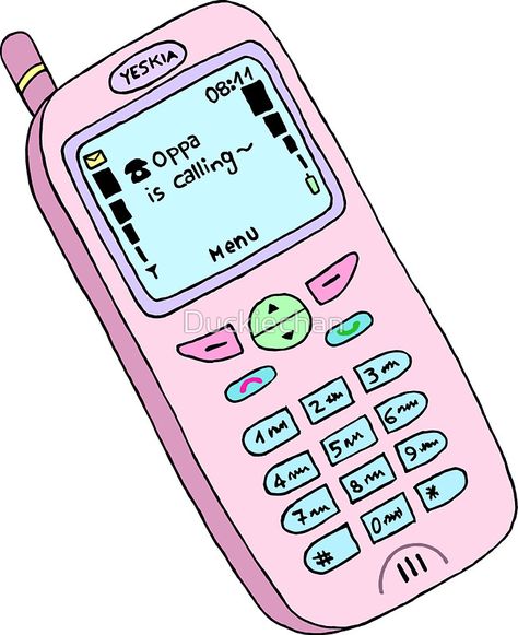 Cute Phone Illustration, Cute Phone Drawing, Using Phone Illustration, Phone Illustrations, Pink Aesthetic Phone, Calling Phone, Phone Drawing, Phone Illustration, Pastel Phone