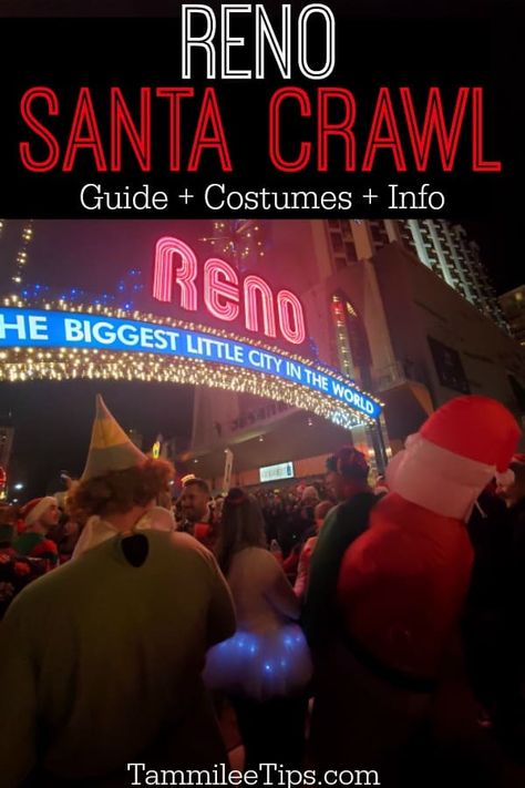 What you need to know to have an epic time at the Reno Santa Crawl! Costumes, cost, where it is, when it is and more! #reno #santa #travel Santa Crawl Outfit Ideas, Santa Crawl Outfits Women, Santa Pub Crawl Outfits, Santa Crawl Outfits, Bar Crawl Outfit, Fun Holiday Cocktails, Epic Time, Grinch Drink, Santa Bar