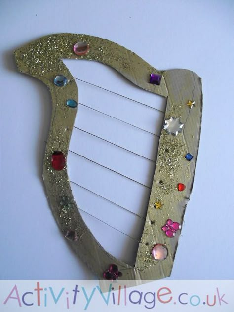 Harp Craft, Shabbat Crafts, Nursery Rhymes Preschool Crafts, Fairytale Lessons, Music Instruments Diy, Fairy Tales Preschool, Fairy Tale Crafts, Sleeping Giant, Music Week