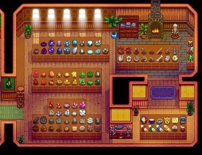 Stardew Valley Farm Layout Without Mods, Stardew Valley Organized Museum, Stardew Valley Museum Layout 1.6, Rainbow Museum Stardew, Museum Collection Stardew, Stardew Valley Museum Collection, Museum Stardew Valley Layout, Stardew Museum Layout Complete, Color Coded Museum Stardew