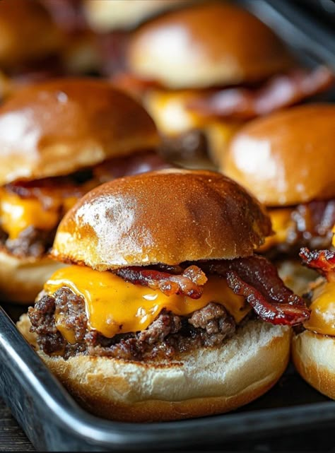 Health meal, low carbs meals, keto meal Pretzel Bun Hamburger Sliders, Bacon Burger Sliders, Small Burgers Sliders, Sliders Recipes Cheeseburgers, Slider Buffet Ideas, Bacon Cheese Burger Sliders, Oven Sliders Cheeseburger, Mini Cheese Burger Sliders, Cheeseburger Sliders Oven Baked