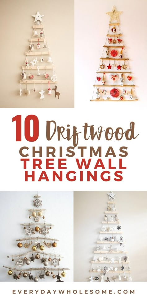 Driftwood Hanging Christmas Tree, Wooden Christmas Tree To Hang Ornaments, Driftwood Heart Wall Art, Hanging Driftwood Christmas Tree, Driftwood Christmas Tree Wall Hanging, Diy Tree Wall Decor, Ornament Wall Hanging, Diy Driftwood Christmas Tree, Diy Wall Hanging Christmas Tree