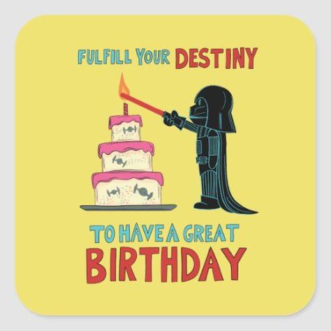 Darth Vader Lighting Birthday Candle Square Sticker Starwars Happy Birthday, Happy Birthday Starwars, Star Wars Birthday Wishes, Star Wars Birthday Cards, Happy Birthday Hombre, Darth Vader Birthday, Star Wars Happy Birthday, Birthday Star Wars, Happy Star Wars Day