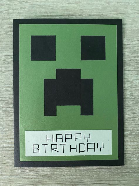 Minecraft Happy Birthday, Minecraft Card, Minecraft Birthday Card, Minecraft Gifts, Birthday Watercolor, Diy Minecraft, Diy Gift Card, Inspiration Painting, Minecraft Birthday