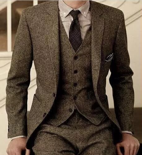 Latest Coat Pant Designs Brand Brown Tweed Suit Men Set Slim Fit Custom Wedding Suits for Men Jacket Pants 3 Piece Blazer Tuxedo Tweed Suit Men, Winter Formal Wedding, Mens Tweed Suit, Terno Slim Fit, Brown Tweed Suit, Formal Wedding Suit, Terno Slim, Prom Blazers, Tweed Men