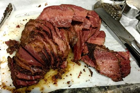 Montreal Smoked Meat - Celebration Generation Montreal Smoked Meat Recipe, Montreal Smoked Meat, Montreal Style, Meat Sauce Recipe, Meat Sauce Recipes, Smoked Meat Recipes, Smoked Meat, Meat Recipe, Smoked Food Recipes