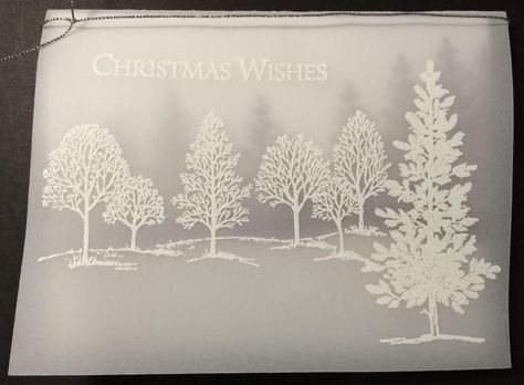 Lovely As A Tree, Vellum Cards, Simple Crafts, Tree Stamp, Homemade Christmas Cards, Christmas Tree Cards, Embossing Powder, Vellum Paper, Crafts Kids