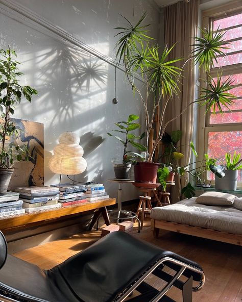 Dark Mcm Living Room, Ecobrutalism Interior, Leisure Room Ideas, Plants In Living Room, Male Living Space, Plants Living Room, Plant Home Decor, Bauhaus Furniture, Plants Interior