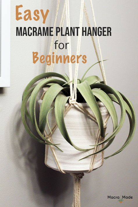 This simple macrame plant hanger for beginners is a great first project for anyone just starting out doing macrame. Make your own today! First Macrame Project, Easy Macrame Plant Hanger, Simple Macrame Plant Hanger, Diy Macrame Plant Hanger Easy, Macrame Projects Ideas, Diy Macrame Plant Hanger Tutorials, Easy Macrame, Macrame Plant Hanger Tutorial, Home Decor Wallpaper