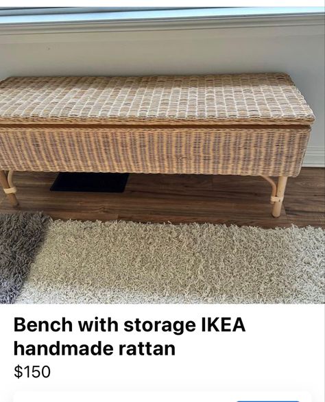 Rattan Storage Bench, Hallway Bench, Rattan Storage, Artwork Ideas, Bench With Storage, Storage Bench, Hallway, Bench, Furniture