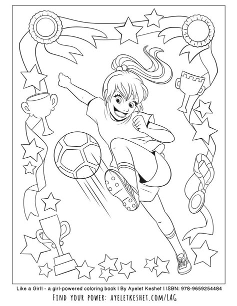 Free printable coloring pages with an empowering message for girls! Girl Playing Soccer, Football Coloring Pages, Sports Coloring Pages, Books For Girls, Education Week, Calligraphy Drawing, Playing Soccer, Kids Coloring Pages, Digi Stamp