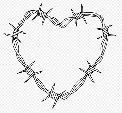 Heart With Wires Tattoo, Bobwire Heart Drawing, Mom Barbed Wire Heart Tattoo, Bared Wire Heart Tattoo, Barbed Wire Heart Drawing, Barbwire Heart Tattoo Design, Bob Wire Heart Tattoo, Barbed Wire Heart Tattoo Knee, Heart Thorns Tattoo