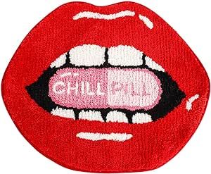 FGCOGOD Red Lip Bath Mat for Bathroom, Cool Rug Non-Slip for Shower, Soft and Absorbent Microfiber Bathtub Rug Retro Style, Funny Cute Chill Pill Small Washable Floor Mats Kids Room Aesthetic Kids Room Aesthetic, Cool Rug, Rug Retro, 2024 Wishlist, Chill Pill, March 2024, Red Lip, Room Aesthetic, Cool Rugs