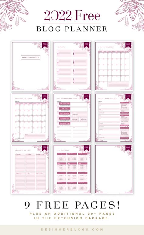 Free Blog Planner Download - 2022 Edition - Get it now! Blog Planner Printable Free, Digital Planner Free Download, Study Planner Free, Blog Planner Printable, Business Planners, Blog Organization, 2022 Planner, Study Planner Printable, Planner 2022