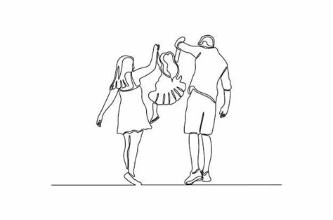 Line Art Design Family, Family Sketch Illustration, Family Of 3 Drawing, Family Outline Drawing, Family Drawing Sketch, Happy Family Drawing, Family Silhouette Art, Family Line Drawing, Family Drawing Illustration