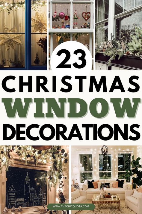 23 Gorgeous Ideas for The Best Christmas Window Decorations - The Chic Quota Window Garland Christmas, Bay Window Christmas Decor, Christmas Light Decor Ideas, Christmas Minimalist Decor, Diy Window Decor, Light Decor Ideas, Christmas Light Decor, Christmas Window Ideas, Outdoor Window Decor