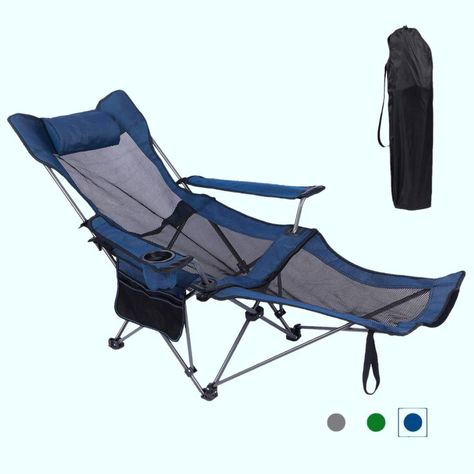 KEFOMOL Camping Lounge Chair, Portable Reclining Camping Chair, Folding Camping Chair with Footrest,Headrest & Storage Bag,Mesh Recliner with Backpack, 300lbs Weight Capacity Camping Chair Storage, Camp Chair Storage, Portable Camping Chair, Chair With Footrest, Portable Chair, Folding Camping Chairs, Camping Furniture, Chair Storage, Camping Chair