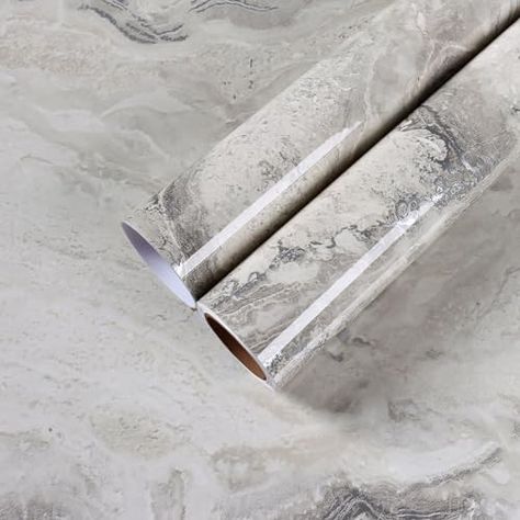 CHIHUT Beige Silver Marble Contact Paper 17.7”x100” Peel and Stick Glossy Liquid Marble Paper for Countertops Waterproof Contact Paper Self Adhesive Wallpaper Marble Vinyl Wrap for Kitchen Cabinets Wallpaper For Cabinets, Marble Contact Paper, Wallpaper For Kitchen, Wallpaper Marble, Marble Vinyl, Liquid Marble, Marble Wallpaper, Bathroom Countertops, Marble Paper