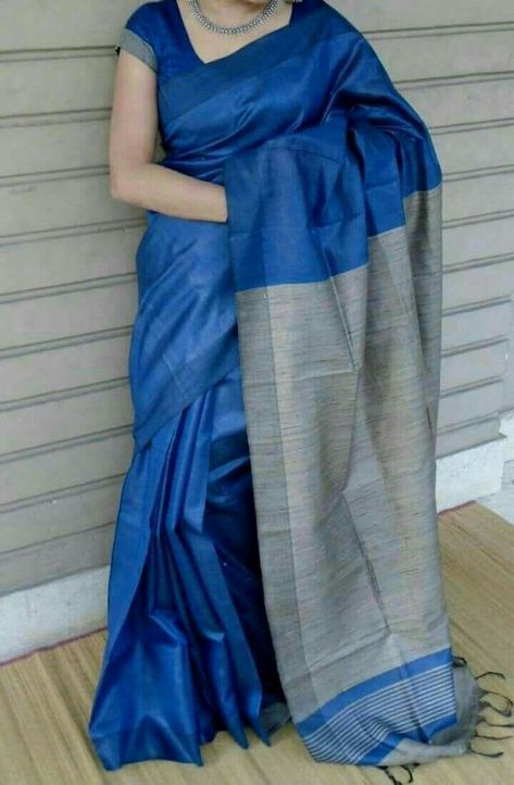 Blue silk saree. Silk Saree Blouses, Light Blue Colour, Blue Silk Saree, Saree Traditional, Modern Saree, Saree Blouses, Designer Saree Blouse Patterns, Casual Saree, Designer Blouse Patterns