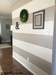 DIY: How to Paint Wall Stripes. This was so easy and made a huge difference in this room. You won't believe the before and after pictures. Painting Stripes On Walls, Wall Stripes, Striped Walls, Paint Wall, Wall Paint Designs, Remodel Bedroom, Room Paint, My New Room, How To Paint