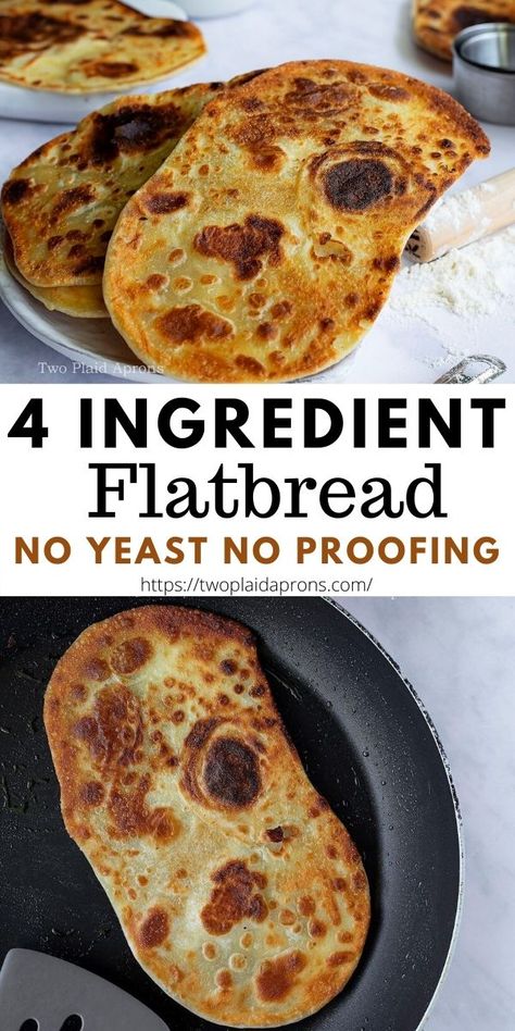 Quick Flat Bread Recipe, Yogurt Flatbread Recipe, Quick Flatbread, Yogurt Flatbread, Garlic Flatbread, Easy Flatbread Recipes, Flatbread Dough, Crispy Flatbread, Make A Pizza