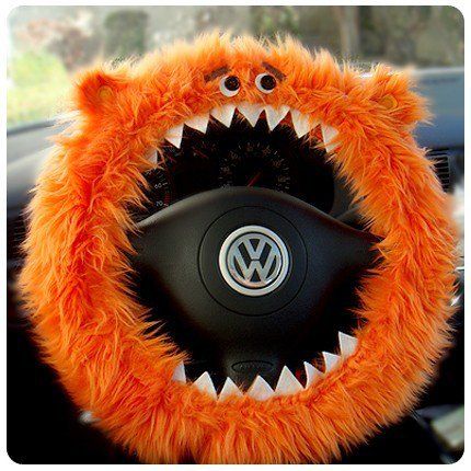 Cute car steering wheel cover that looks like a monster! #Halloween Polo Volkswagen, Zombie Prom, Car Deco, Girly Car, Cute Car Accessories, Car Decorations, Volkswagen Polo, Car Ideas, Steering Wheel Cover