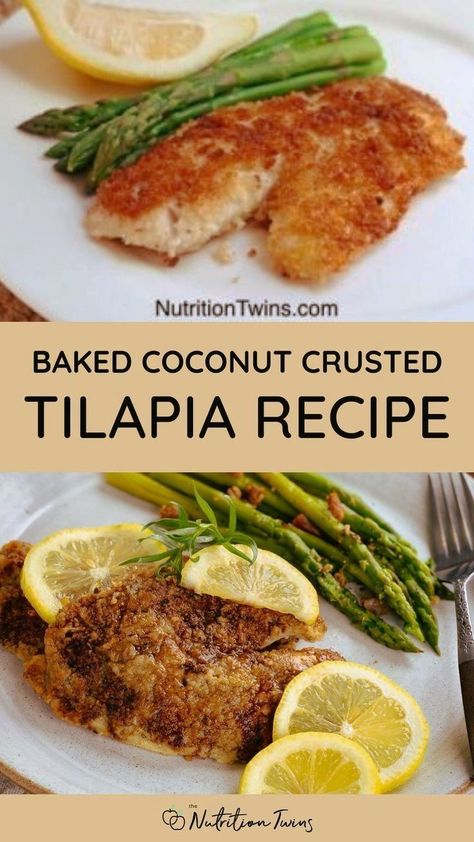 You’re going to love this healthy twist on the well- known recipe – Baked Coconut Crusted Tilapia! This tilapia recipe is coated with just enough breadcrumbs, coconut, and macadamia nuts, and is tasty enough for hosting a party when you want to impress and easy enough to throw together after a long day of work. Plus, this tilapia recipe is baked, not fried, so it saves a lot of calories making it a healthy fish recipe. Try this healthy tilapia fish recipe for dinner tonight! Coconut Crusted Tilapia, Fish Recipes Healthy Tilapia, Healthy Tilapia, Baked Tilapia Recipes, Flat Stomach Exercises, Baked Coconut, Tilapia Fish Recipes, Tilapia Recipe, Tilapia Fish