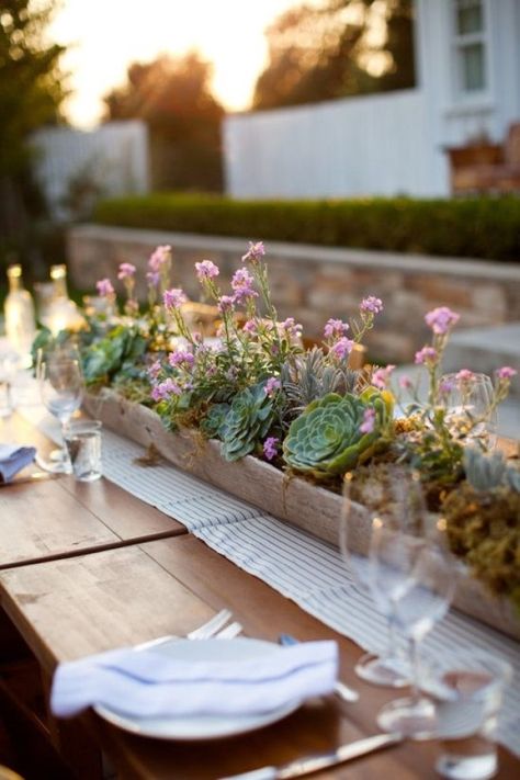 7 Alternative Table Runners Deco Champetre, Tafel Decor, Napa Valley Wedding, Succulent Centerpieces, Succulent Wedding, Succulent Arrangements, Deco Floral, Cactus Y Suculentas, Wedding Table Centerpieces