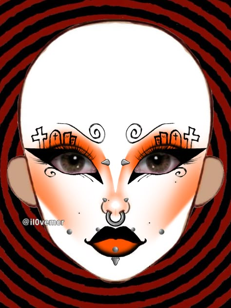 Rainbow Goth, Cool Makeup Ideas, Perky Goth, Spooky Makeup, Goth Eye Makeup, Dark Makeup Looks, Funky Makeup, Ac D, Orange Makeup