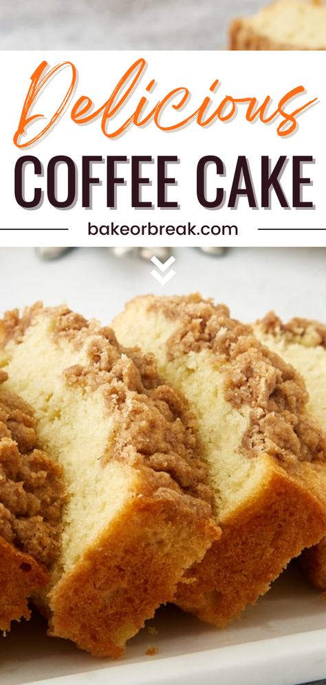 Satisfy your coffee cake cravings with this delicious Sour Cream Coffee Cake Loaf. This recipe offers a soft, not-too-sweet cake topped with a cinnamon crumb, creating a comforting and irresistible treat. Baked in a loaf pan, it's perfectly sized for sharing or enjoying a slice whenever you like. Best Coffee Cake Loaf, Coffee Crumb Cake, Sour Cream Coffee Cake Loaf, Coffee Cake Recipes Loaf Pan, Easy Coffee Cake Loaf, Fluffy Coffee Cake, Cinnamon Loaf Bread Coffee Cake, Cinnamon Coffee Loaf, Cakes In Loaf Pan