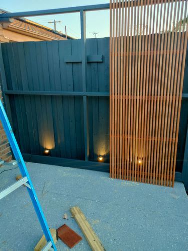 Batten Screen, Timber Battens, Timber Screens, Build A Frame, Behind The Screen, Pine Timber, Fence Screening, Fence Post, The Fence