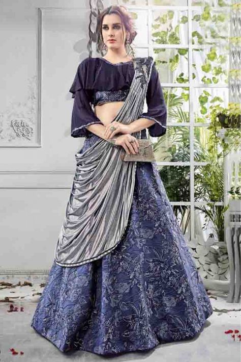 Buy Art Silk Lehenga Choli In Blue Colour for women @ ninecolours.com. Worldwide Free Shipping Available! Buy Lehenga Online, Umbrella Lehenga, Bridesmaid Blue, Orang India, Makeup Bridesmaid, Wedding Lehenga Choli, Lehnga Dress, Gaun Fashion, Lehenga Online