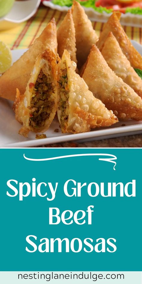 Get ready to fall in love with these Spicy Ground Beef Samosas, a super tasty South Asian appetizer that's perfect for any dinner with friends or family. These little pockets of joy are filled with an amazing ground beef and pea mixture, seasoned with a bunch of flavorful spices. Wrapped in easy-to-use wonton wrappers, they get super crispy when fried, making them simply irresistible! Whether you're throwing a party or just craving something different for dinner, these samosas will be a hit. Spicy Samosa Recipe, Wonton Samosa Recipe, Chinese Recipes With Ground Beef, Ground Beef Samosa, Ground Beef Egg Rolls Recipes, Meat Samosa Recipe, Ground Beef Samosa Recipe, Samosa Filling Recipe Ground Beef, Beef Samosa Recipe Indian