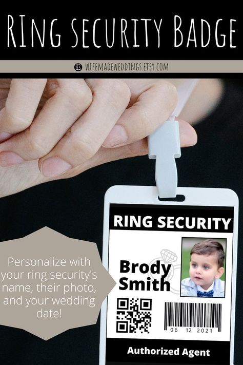 Ring Security Ring Bearer, Security Ring Bearer, Ring Bearer Proposal, Security Badge, Bride Top, Secret Mission, Ring Security, Badge Template, Diy Bride