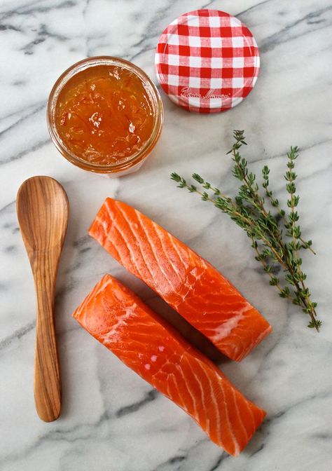 Salmon with Orange Marmalade & Thyme | The Kitchen Scout Orange Marmalade Salmon, Marmalade Salmon, Salmon With Orange, Orange Marmalade Recipe, Miso Chicken, Weekly Dinner Menu, Marmalade Recipe, Weekly Dinner, Breakfast Routine