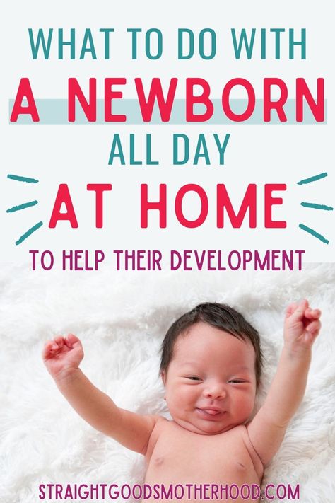 a newborn baby stretches on a blanket with the text: what to do with a newborn all day at home to help their development Awake Times For Babies, What To Do At Home, Newborn Development, Tummy Time Newborn, Series Of Books, Baby Basics, Holding Baby, Babies First Year, During The Day