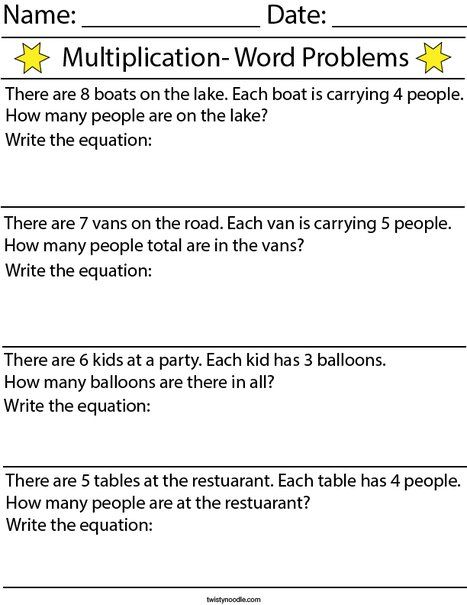 Multiplication Word Problems Math Worksheet - Twisty Noodle Maths Worksheet For Grade 5 Multiplication, 3rd Grade Math Word Problems Worksheets, Third Grade Math Word Problems, Grade 2 Math Worksheets Word Problems, Grade 5 Math Worksheets Word Problems, Multiplication Word Problems For Grade 2, Multiplication Worksheets Word Problems, Maths Worksheets Grade 2 Multiplication, Math Problems For 4th Grade